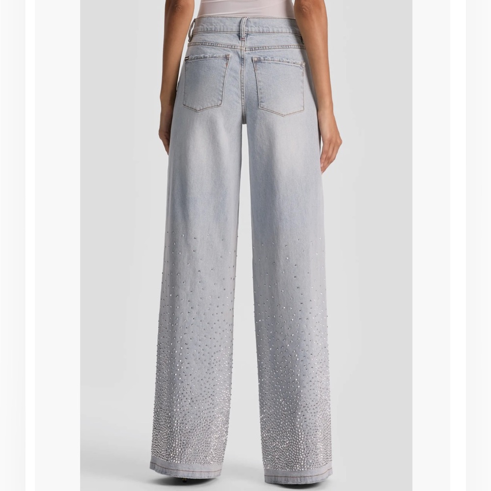 Alice & Olivia Jeans (nwt $695) Stud Rockstar Baggy Wide Leg Sz: 28 - Picture 4 of 16